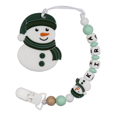 Snowman personalized pacifier clip