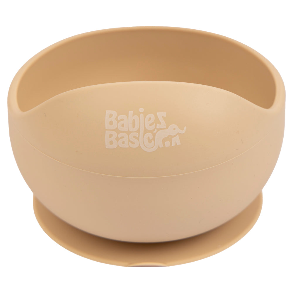 Babies Basic - Silicone Bowl & Spoon Feeding Set - 2pcs - Beige