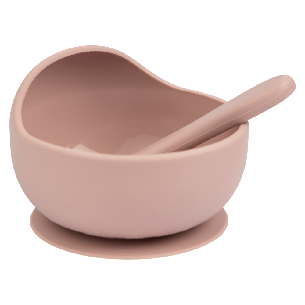 Babies Basic - Silicone Bowl & Spoon Feeding Set - 2pcs - Blush