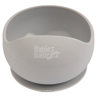 Babies Basic - Silicone Bowl & Spoon Feeding Set - 2pcs - Grey