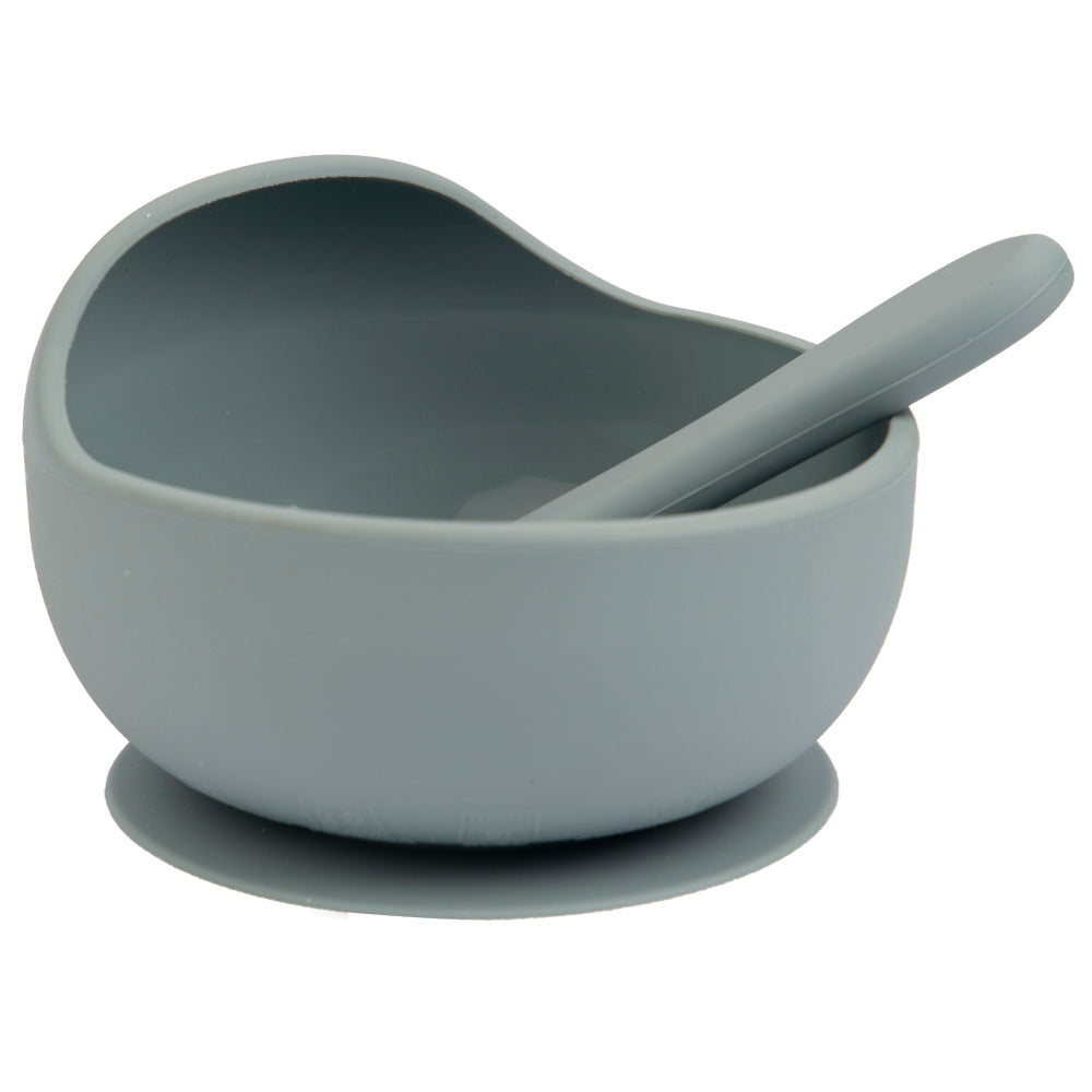 Babies Basic - Silicone Bowl & Spoon Feeding Set - 2pcs - Indigo