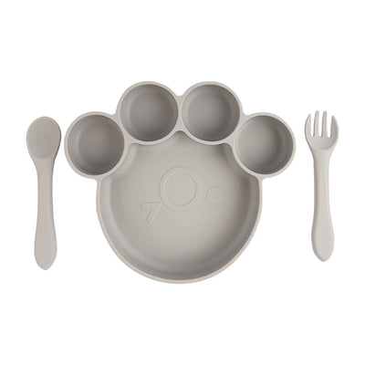 Three Piece Paw Shaped Silicone Feeding Set