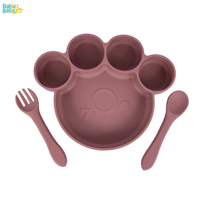 Three Piece Paw Shaped Silicone Feeding Set