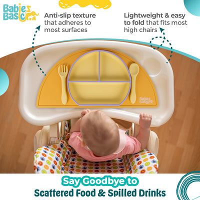 Silicone Placemat for Babies/Kids - Yellow | Non-Toxic & Easy to Clean |  For Bright and Mess-Free Mealtimes