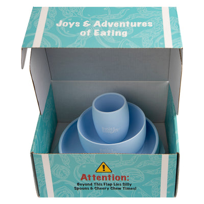 Babies Basic - Silicone Plate, Bowl And Cup Feeding Set - Blue