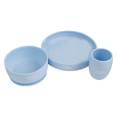 Babies Basic - Silicone Plate, Bowl And Cup Feeding Set - Blue