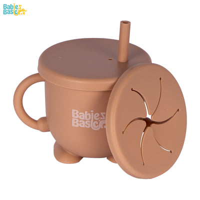Snack and Training Cup with straw - Brown