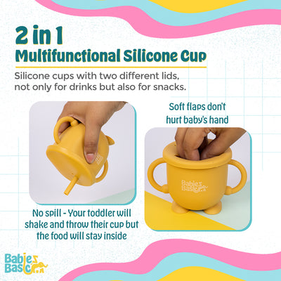 Snack and Training Cup with Straw - Yellow | Non-Toxic & Leak-Proof | Ideal for Toddlers |  For Bright and Practical Mealtime Solutions