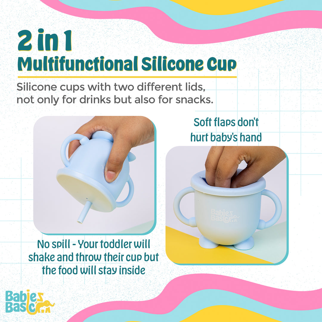Snack and Training Cup with Silicone Straw For Toddlers