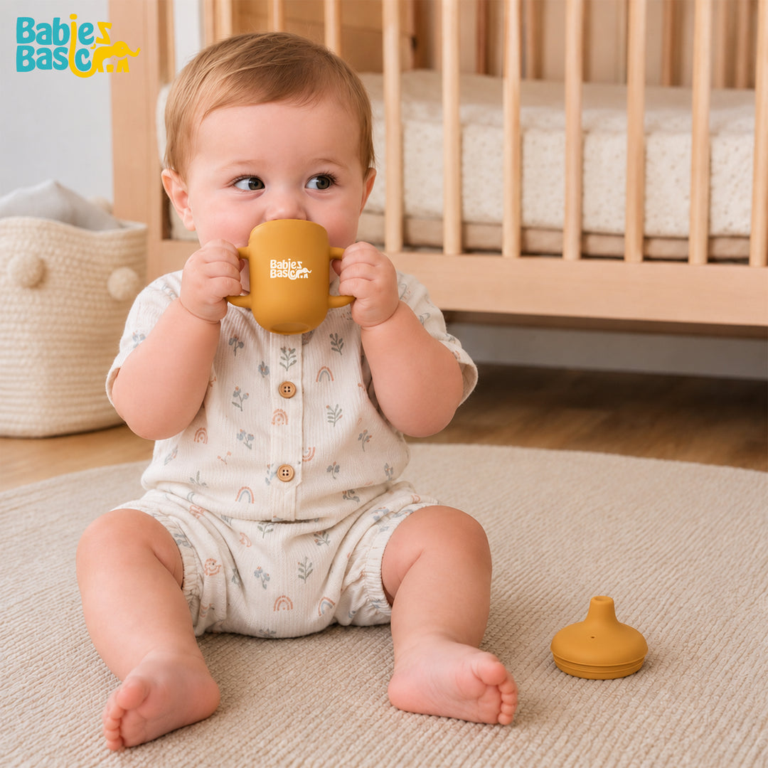 Babies Basic Stage 1 Silicone Trainer Cup with handles for Babies, Yellow