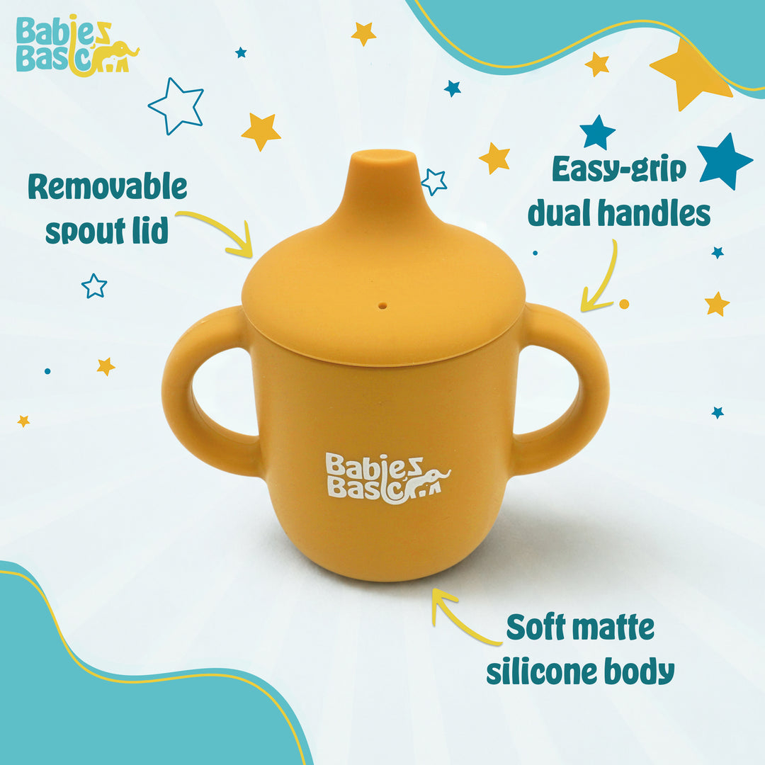 Babies Basic Stage 1 Silicone Trainer Cup with handles for Babies, Yellow