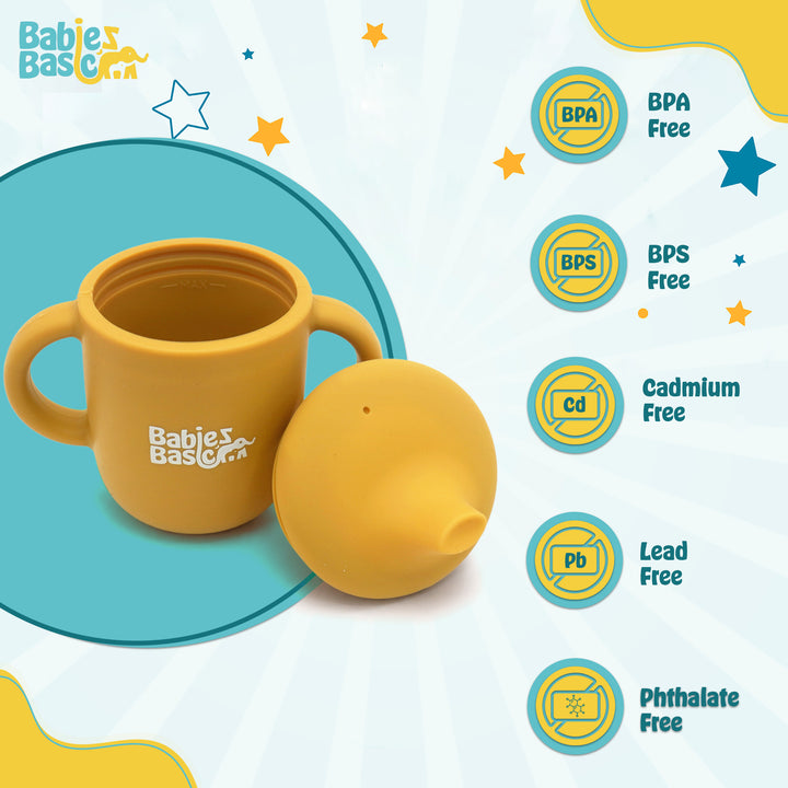 Babies Basic Stage 1 Silicone Trainer Cup with handles for Babies, Yellow
