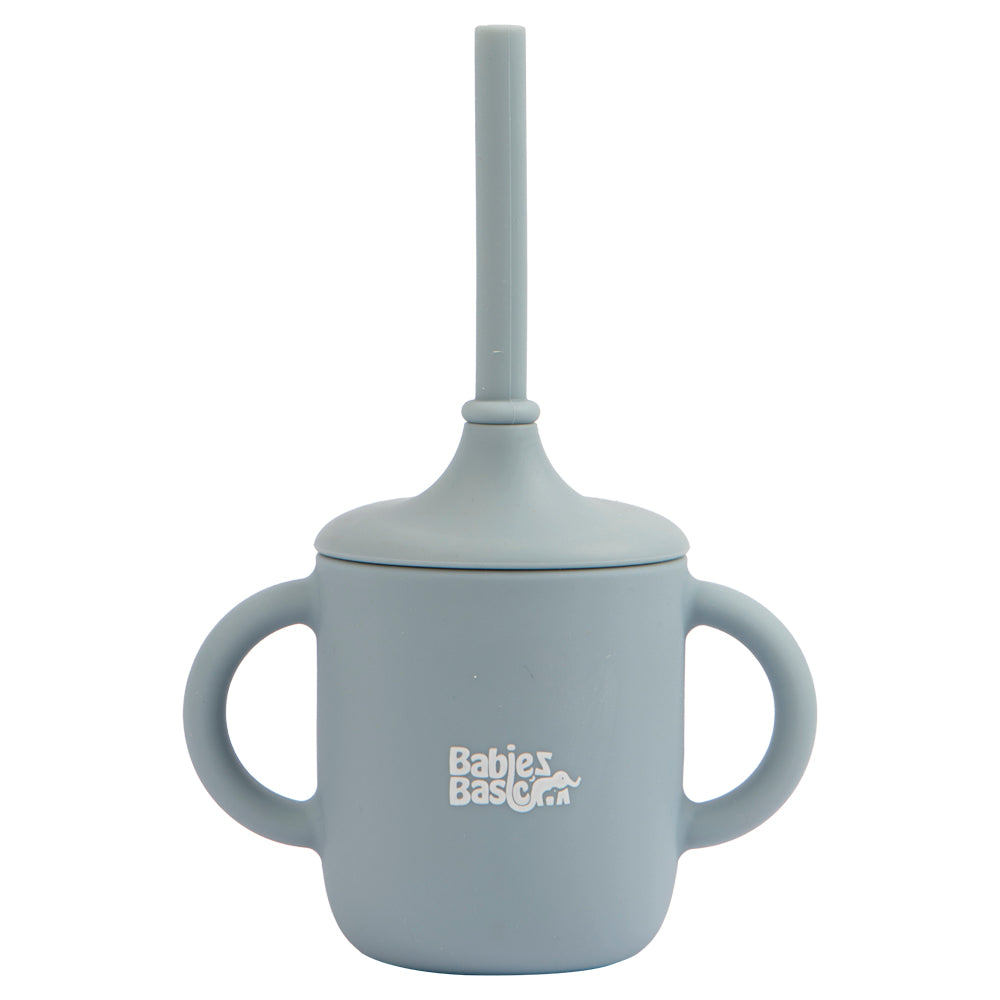 Babies Basic - Stage 2 Silicone Cup with Straw- Blue