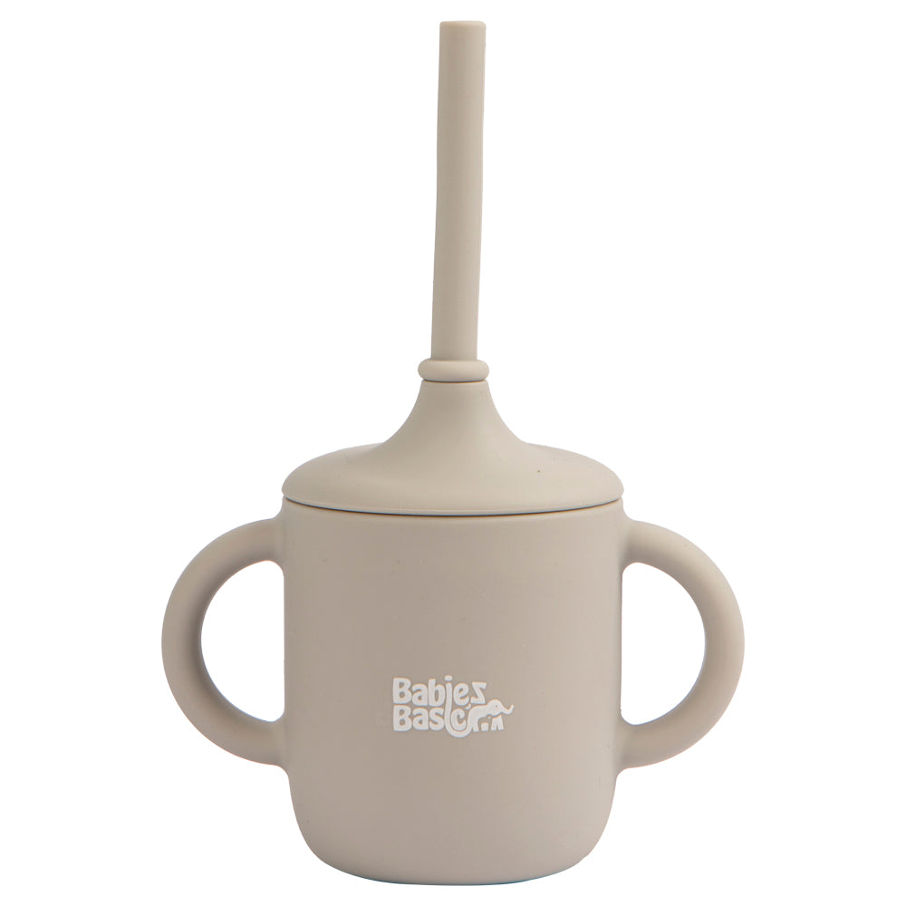 Babies Basic - Stage 2 Silicone Cup with Straw- Grey