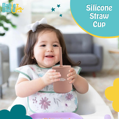 Babies Basic - Stage 3 Silicone Cup with Straw- Pink