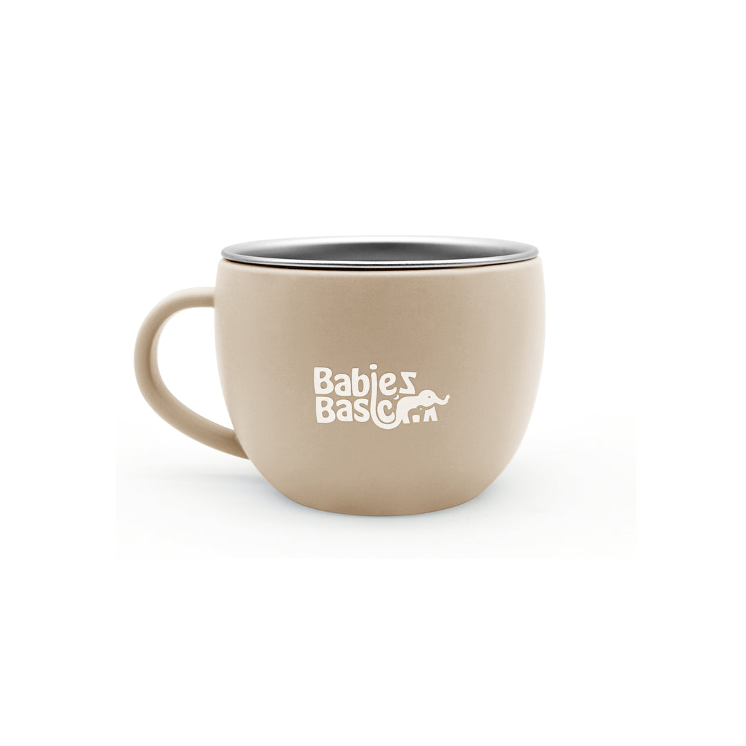 Babies Basic Stainless Steel Cup with Silicone Sleeve for Kids, Beige