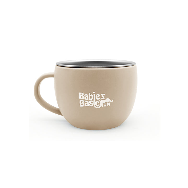 Babies Basic Stainless Steel Cup with Silicone Sleeve for Kids, Beige