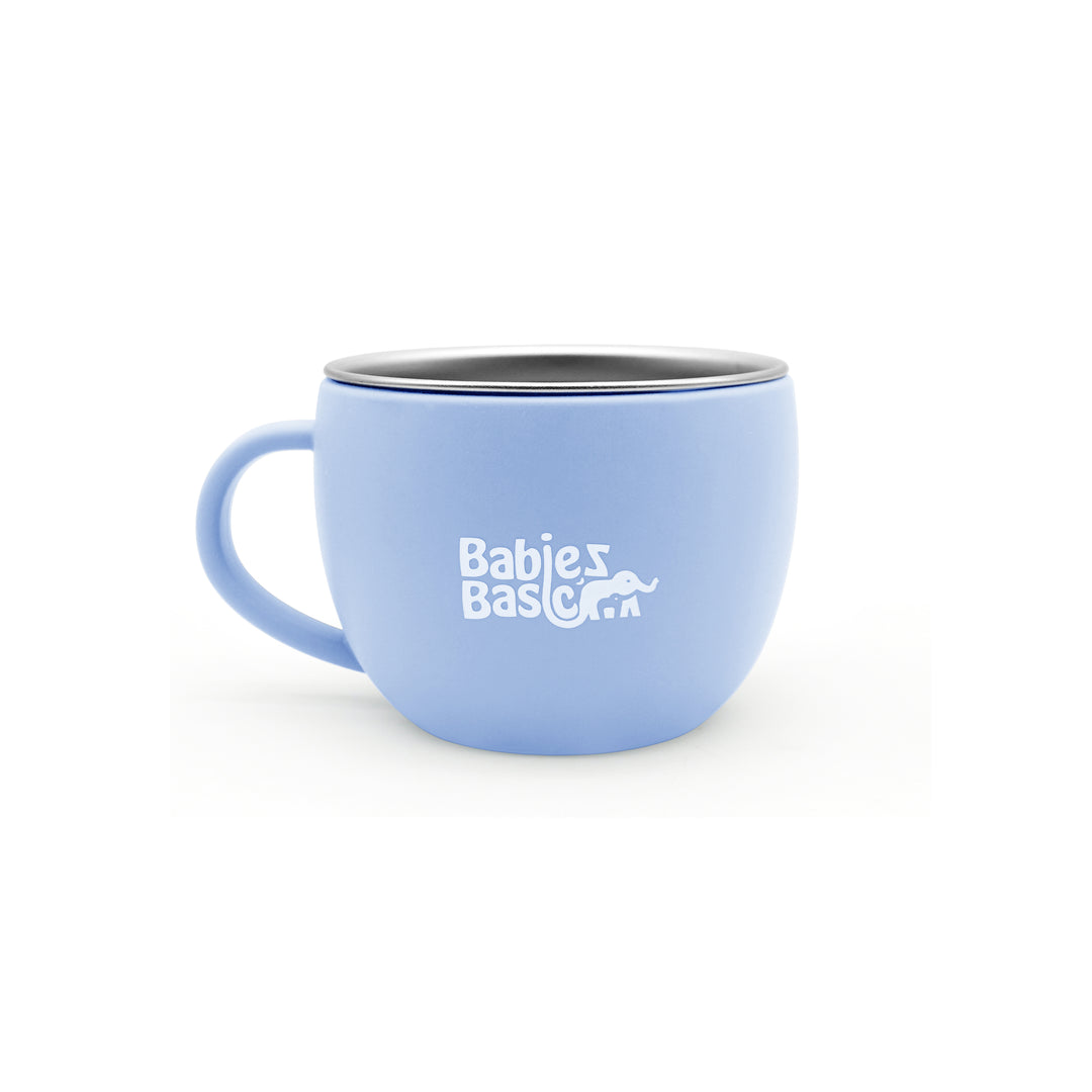 Babies Basic Stainless Steel Cup with Silicone Sleeve for Kids, Blue