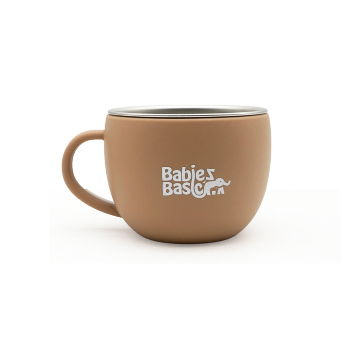 Babies Basic Stainless Steel Cup with Silicone Sleeve for Kids, Brown