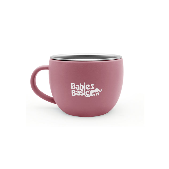 Babies Basic Stainless Steel Cup with Silicone Sleeve for Kids, Dusty Pink