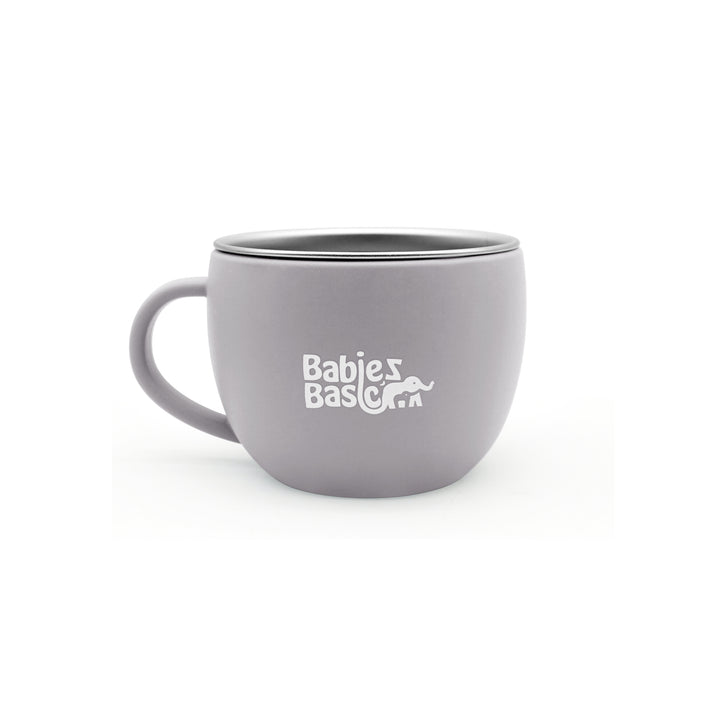 Babies Basic Stainless Steel Cup with Silicone Sleeve for Kids, Gray