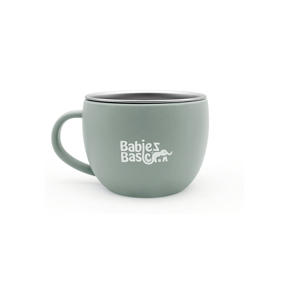 Babies Basic Stainless Steel Cup with Silicone Sleeve for Kids, Green