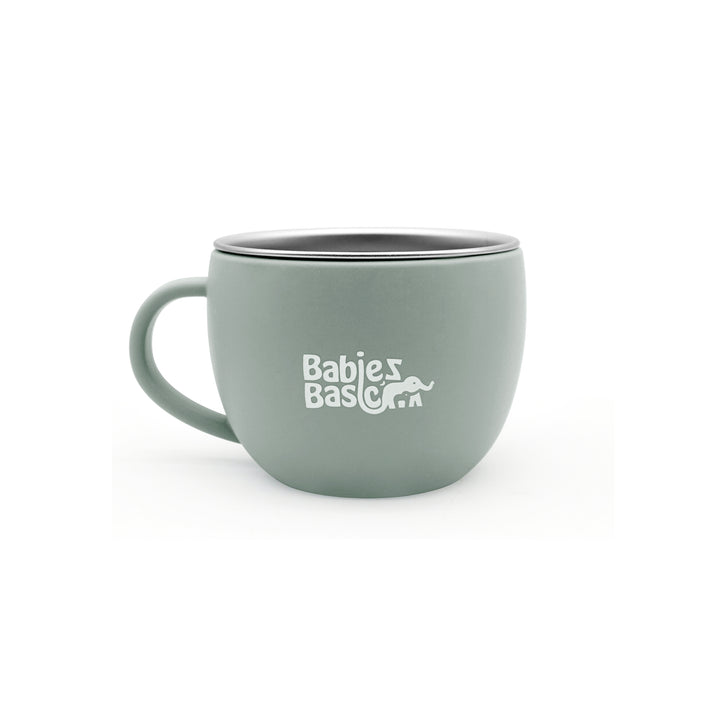 Babies Basic Stainless Steel Cup with Silicone Sleeve for Kids, Green
