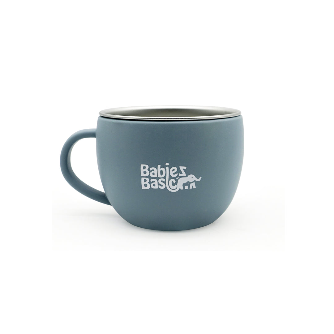 Babies Basic Stainless Steel Cup with Silicone Sleeve for Kids, Indigo