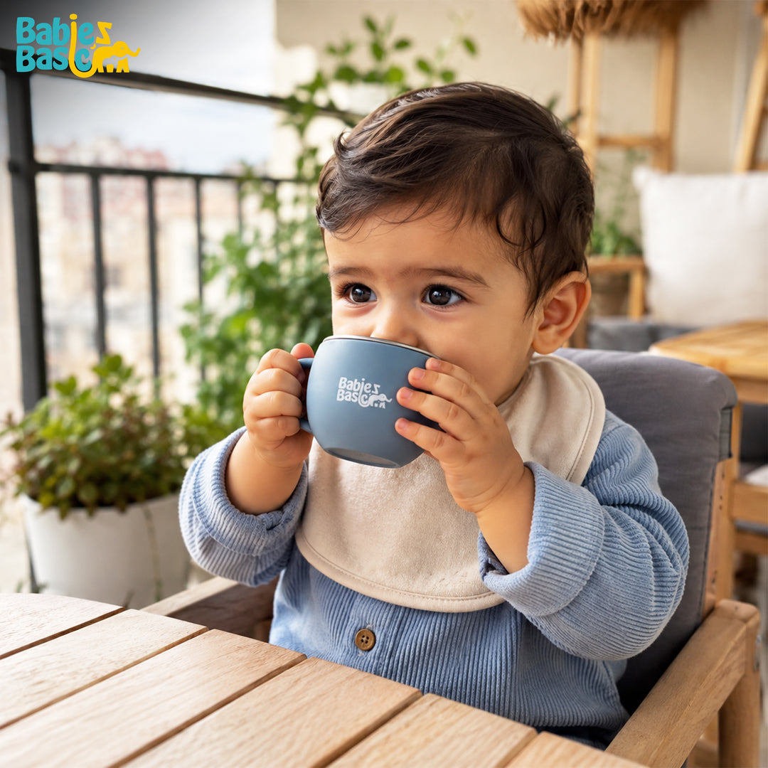 Babies Basic Stainless Steel Cup with Silicone Sleeve for Kids, Indigo