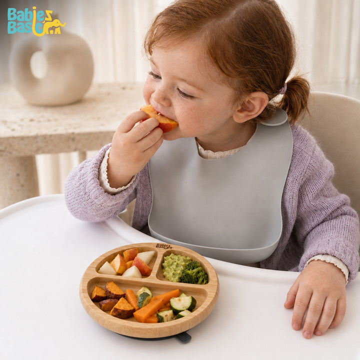Babies Basic Bamboo Plate with Silicone Suction for Kids, Indigo
