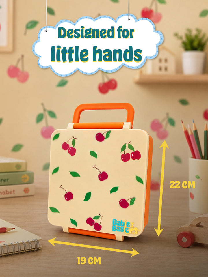 Babies Basic Insulated Bento Lunchbox, Built-in Thermos, Leakproof Compartments, 3+ Years - Beige - Fruit