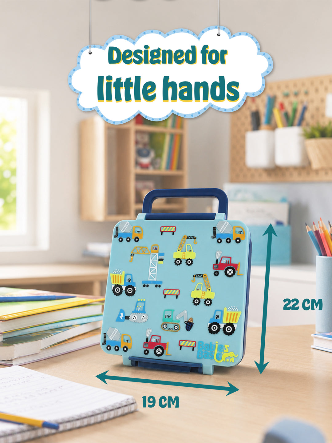 Babies Basic Insulated Bento Lunchbox with Stainless Steel Bottle, 3+ Years - Blue - Construction