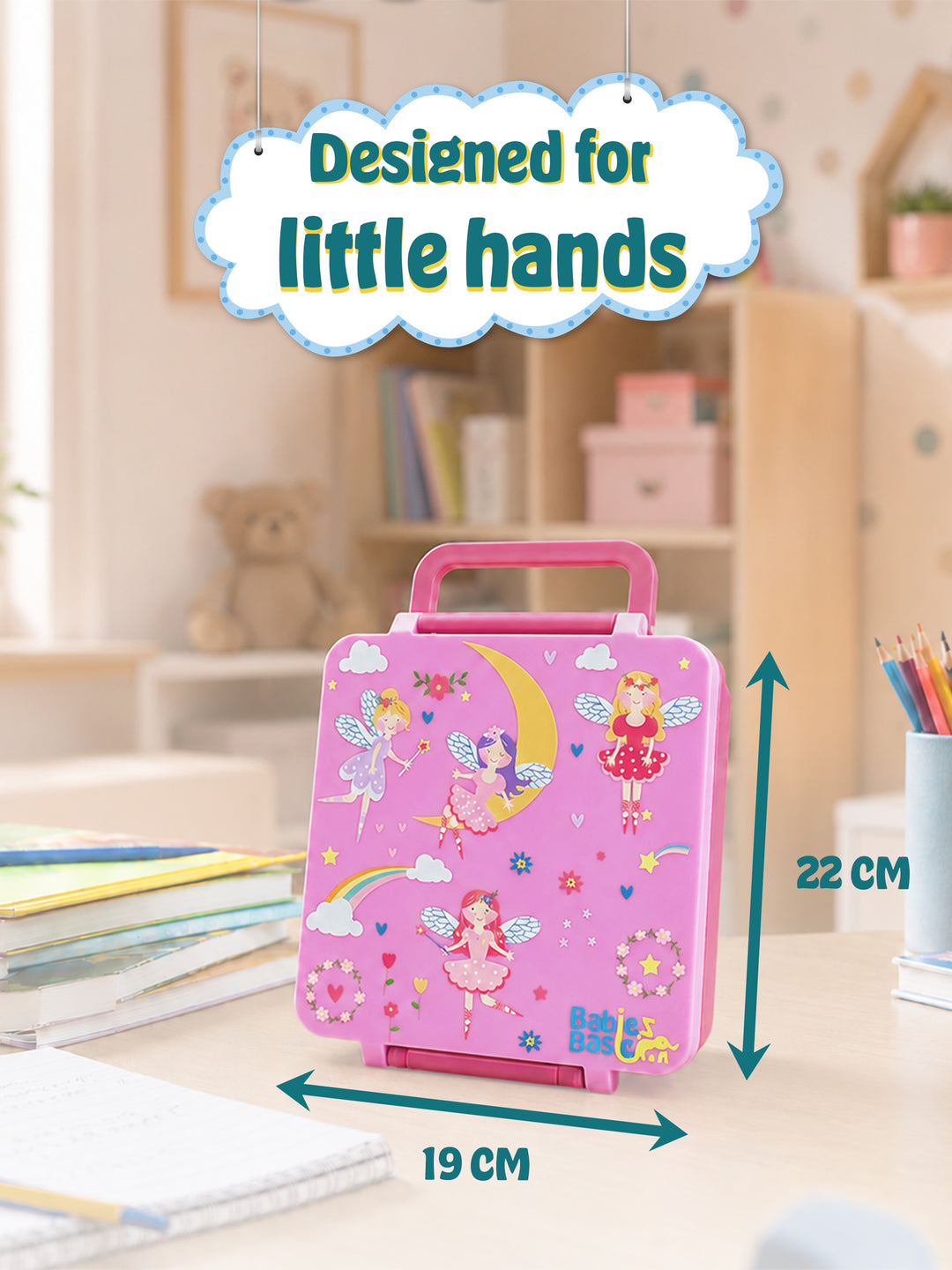 Babies Basic Insulated Bento Lunchbox, Built-in Thermos, Leakproof Compartments, 3+ Years - Pink - Princess