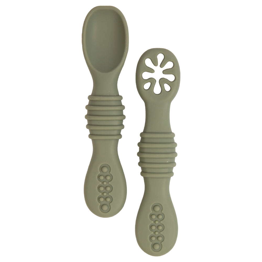 Stage 1 Spoon Set - Bottle Green | Non-Toxic & Ergonomic