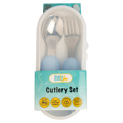 Babies Basic - Stainless Steel Cutlery Set - 2pcs - Blue