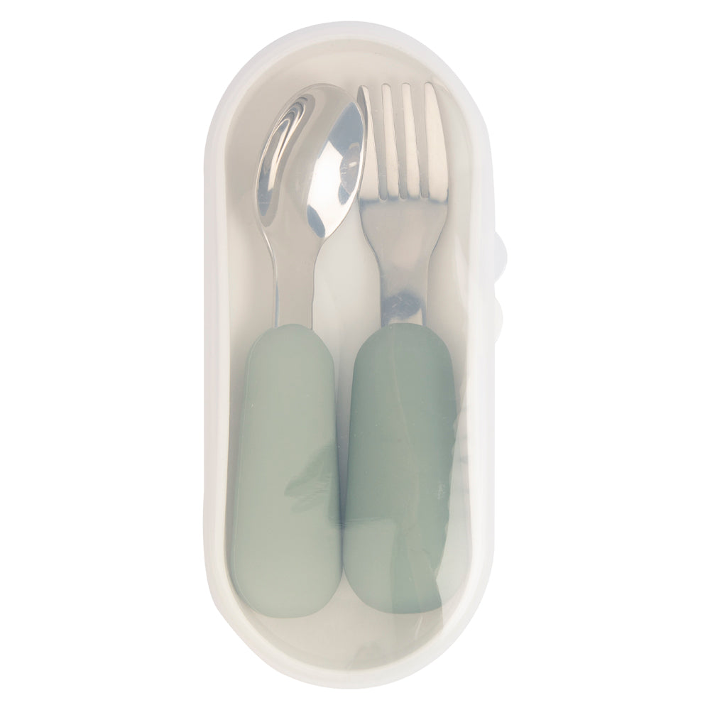 Babies Basic - Stainless Steel Cutlery Set - 2pcs - Green