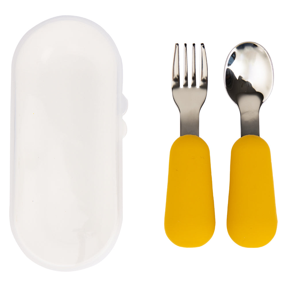 Babies Basic - Stainless Steel Cutlery Set - 2pcs - Yellow