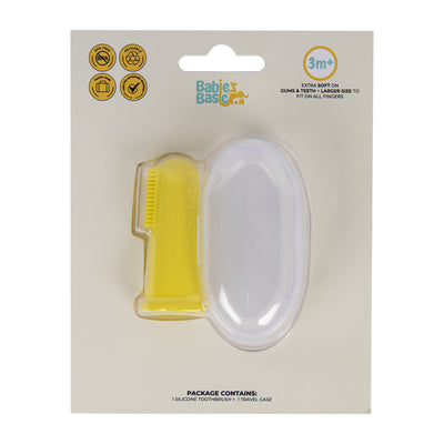 Silicone Finger Toothbrush with Case - Yellow | Non-Toxic & Gentle |  For Bright & Effective Oral Care