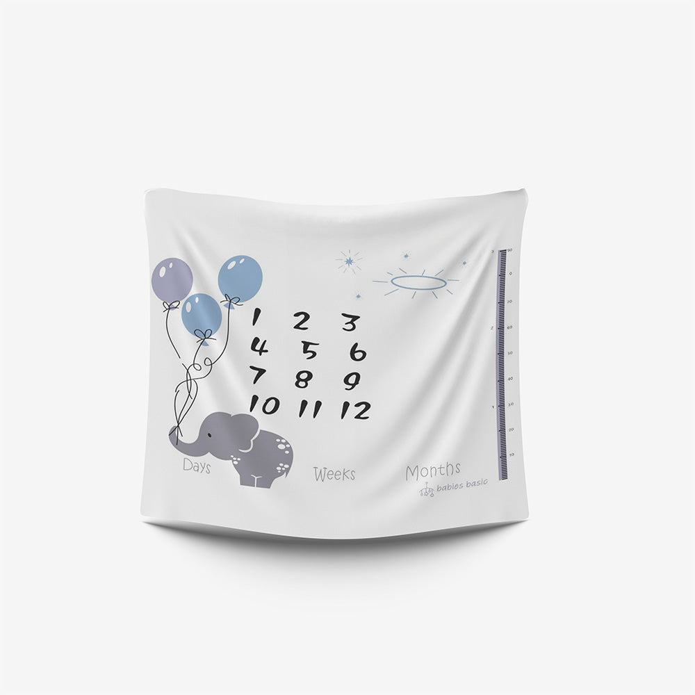 Personalized Milestone Blanket - Elephant with balloons