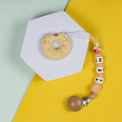 Personalized Pacifier Clip - Cream Donut