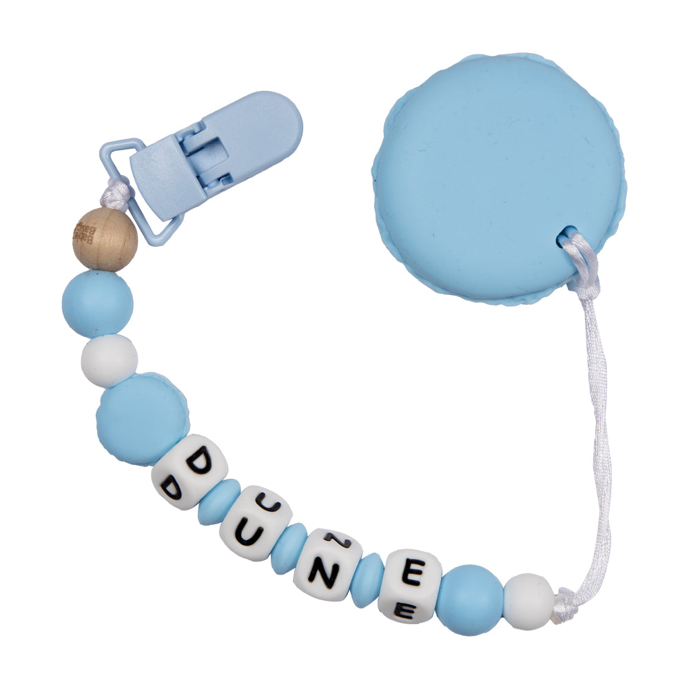 Personalized Pacifier Clip - Blue Macaron