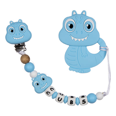 Babies Basic - Personalized Pacifier Clip - Blue Dino