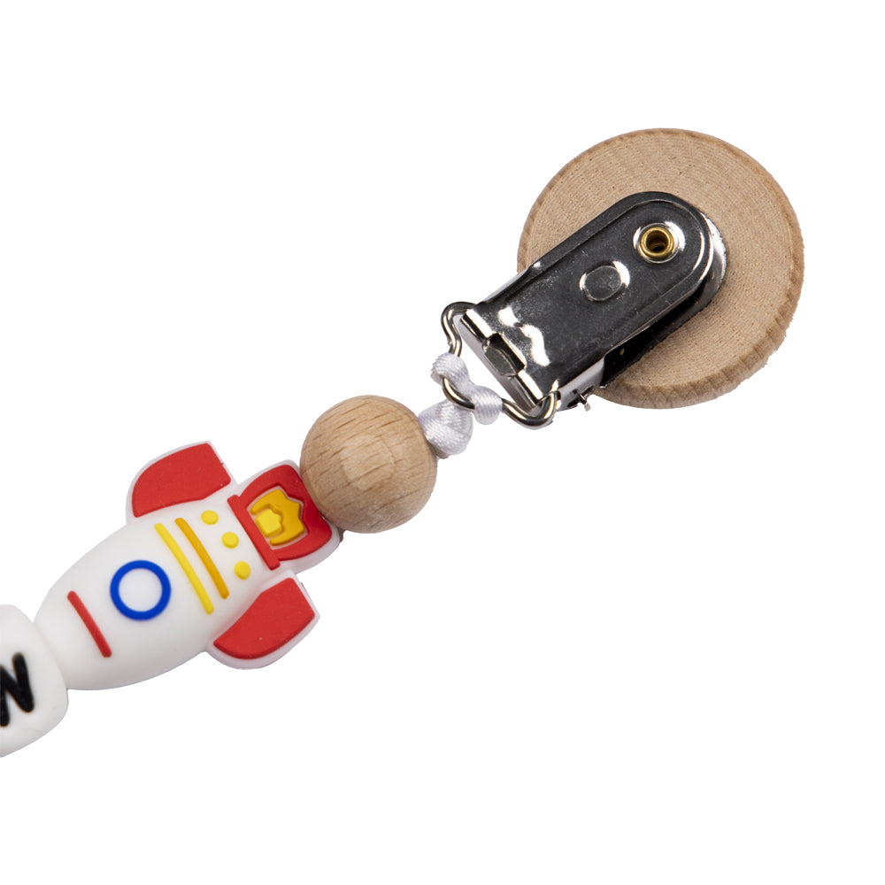 Personalized Pacifier Clip - Red Astronaut
