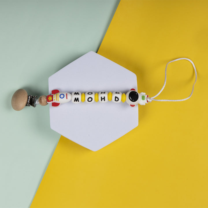 Personalized Pacifier Clip for Infants - Red Astronaut | Safe And Durable