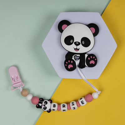 Personalized Pacifier Clip - Pink Panda