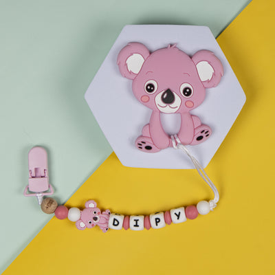 Personalized Pacifier Clip - Pink Teddy