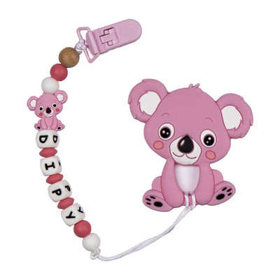 Personalized Pacifier Clip - Pink Teddy