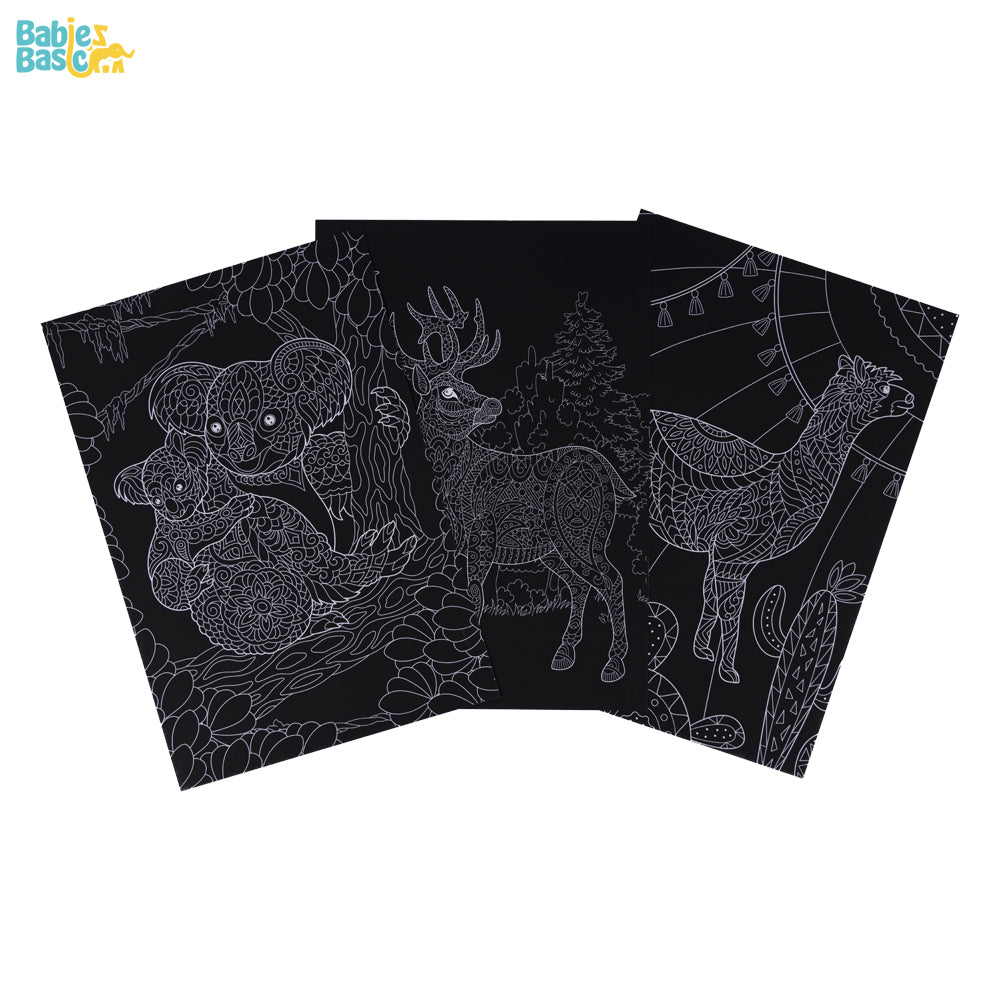 Magic Scratch Art. Custom Designs made specially for kids of all ages - Pack of 3 large cards