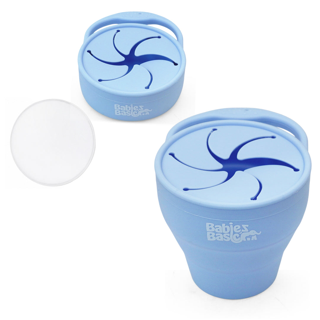 Babies Basic Collapsable Silicone Snack Cup/Box for Kids, Blue