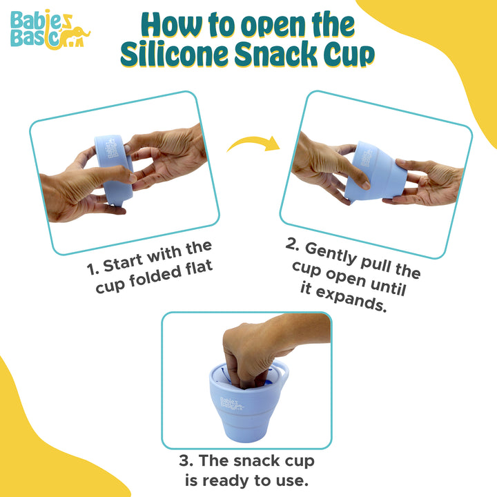 Babies Basic Collapsable Silicone Snack Cup/Box for Kids, Blue